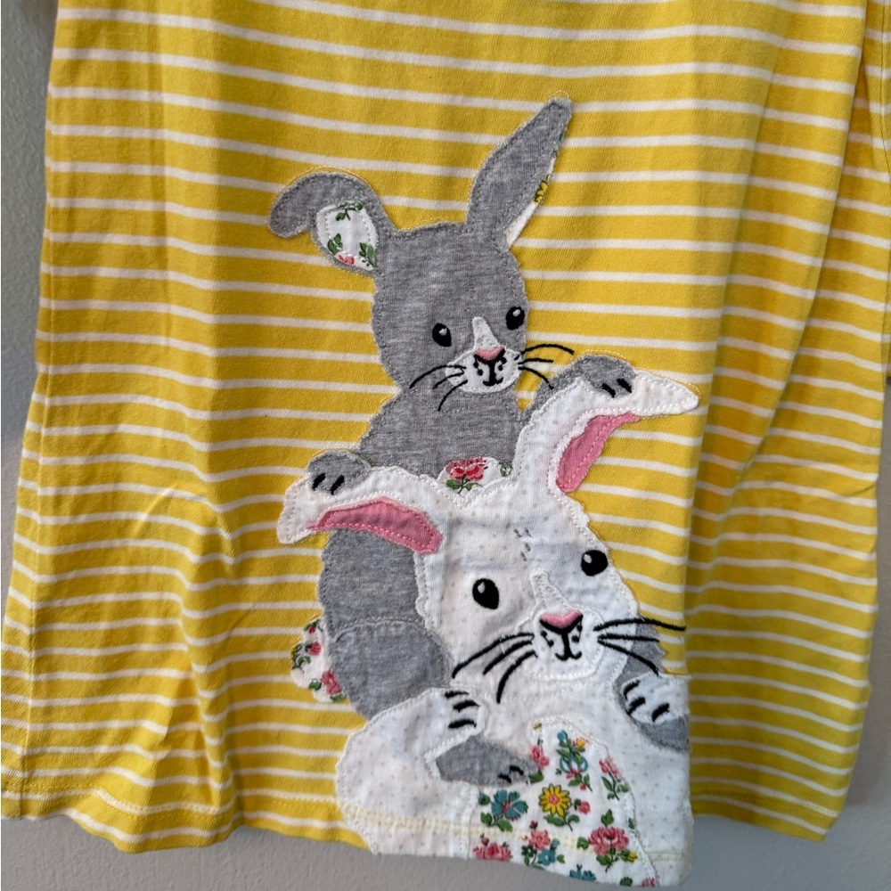 Baby Boden Yellow Striped Kids Dress with Bunny Design - Picture 4 of 4